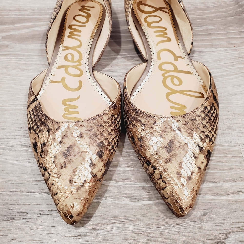 NEW Sam Edelman Rodney Snake-Print Flat Shoes - Picture 4 of 11